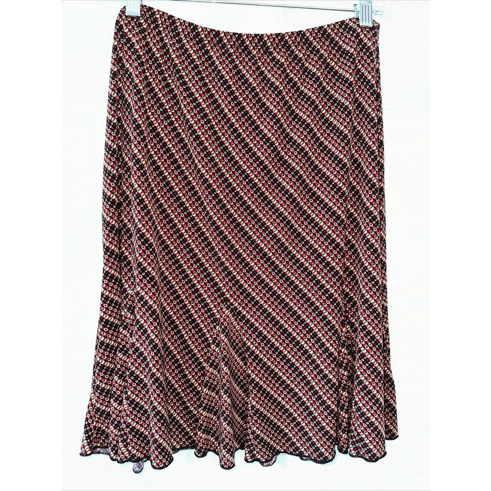 Briggs New York Women's S/M Knee Length Skirt Geometric Burgundy Multi